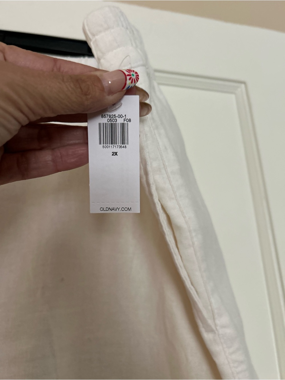 NWT Old Navy linen pants, white, 2X - Picture 2 of 3